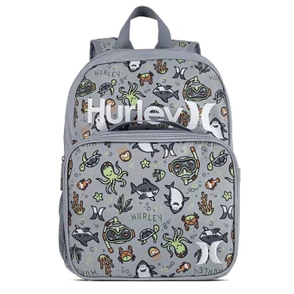 HURLEY ONE AND ONLY Backpack and Lunch Set, Color Wolf Gray NWT - Picture 7 of 7